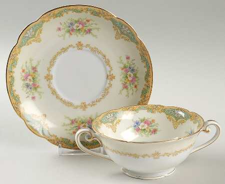 Enid Footed Cream Soup Bowl & Saucer Set