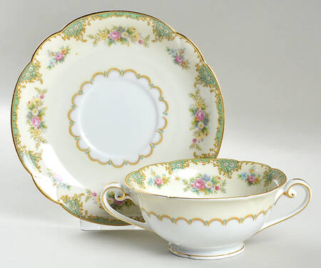 Esmeralda (Older, No #) Footed Cream Soup Bowl & Saucer Set