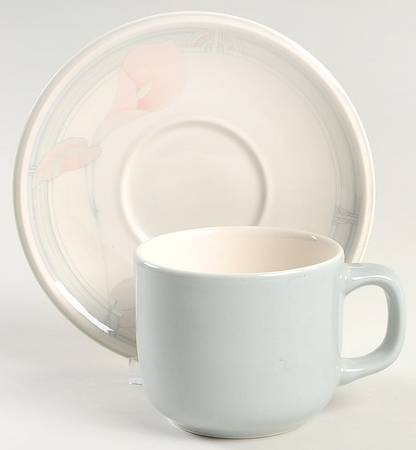Eternal Blush Flat Cup & Saucer Set by Noritake
