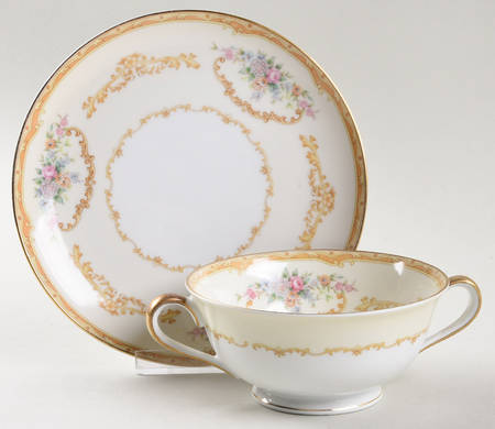 Evana Footed Cream Soup Bowl & Saucer Set