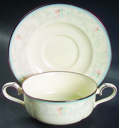 Evermore Flat Cream Soup Bowl & Cup Saucer Set