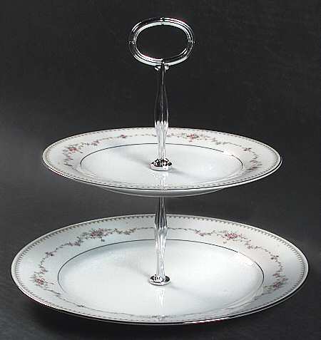 Fairmont (Platinum Trim) 6 5/8"-10"  2 Tiered Serving Tray (Dp, Sp) HC