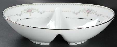 Fairmont (Platinum Trim) 10" Oval Divided Vegetable Bowl