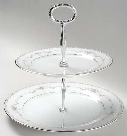 Fairmont (Platinum Trim) 2 Tiered Serving Tray (Dinner & Salad Plate)