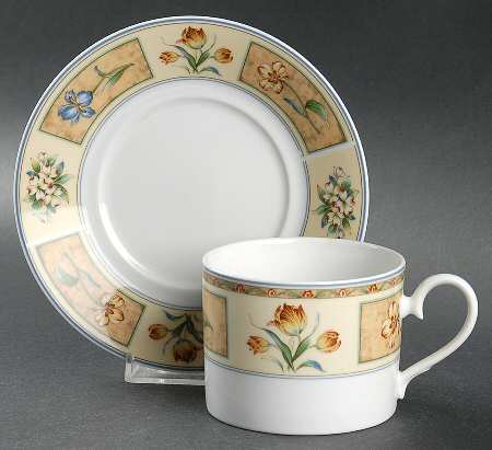 Fiesta Flowers Flat Cup & Saucer Set
