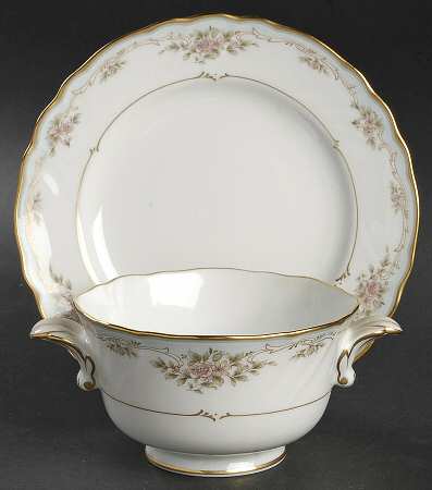 Floral Embrace Cream Soup Bowl & Bread Plate/Saucer  Set