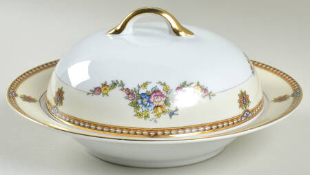 Fleurette Round Covered Butter with Strainer