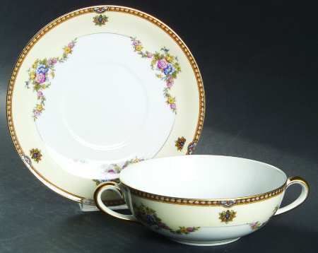 Fleurette Flat Cream Soup Bowl & Saucer Set