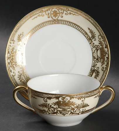 Fleurgold Flat Bouillon Cup & Saucer