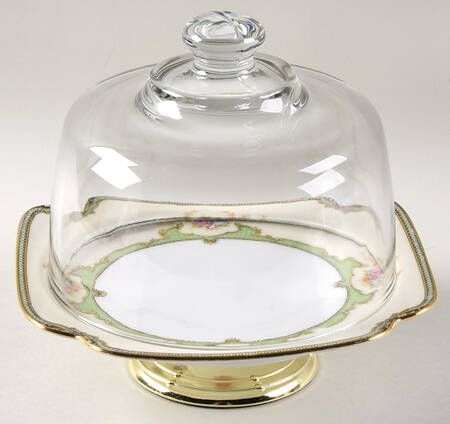 Floreal 6 1/2"-7 1/2" Footed Cheese Plate w/ Glass Dome HC