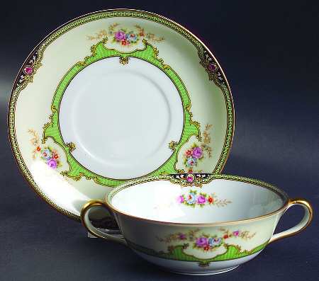 Floreal Flat Cream Soup Bowl & Saucer Set
