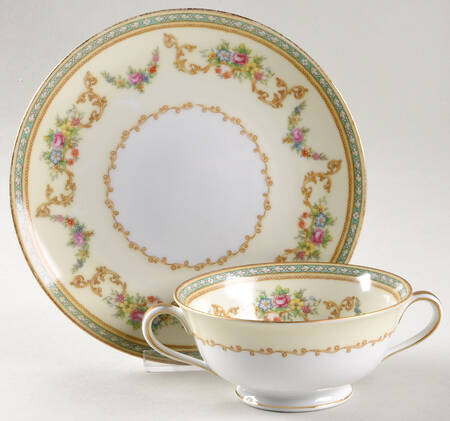 Flomar Footed Cream Soup Bowl & Saucer Set