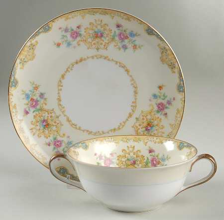 Floramay Flat Cream Soup Bowl & Saucer Set