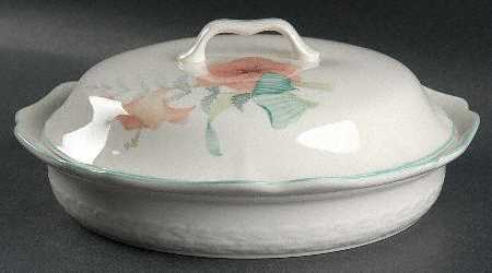 Floral Song 1 Qt Round Shallow Covered Casserole/Pie/Quiche