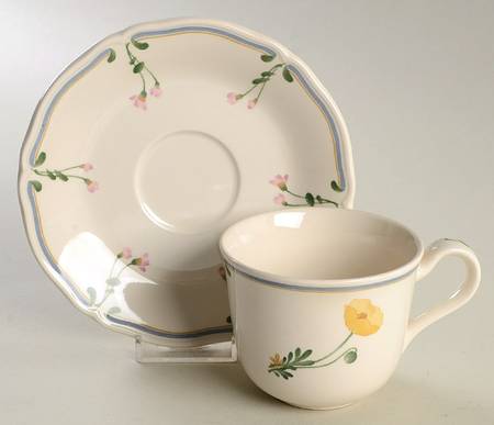Floral Sonnet Flat Cup & Saucer Set