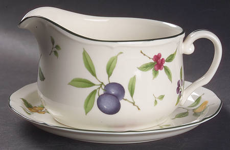 Fruit Parfait Rd Gravy Boat & Stand (Uses Bread & Butter Plate) by Noritake