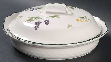 Fruit Parfait 1 Qt Round Shallow Covered Casserole/Pie/Quiche by Noritake