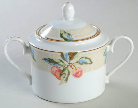 Fruit Brocade Sugar Bowl & Lid