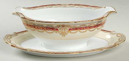Gacahad Red Gravy Boat with Attached Underplate