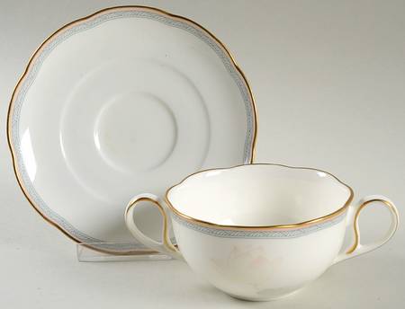 Garden Empress Flat Cream Soup Bowl & Cup Saucer Set by Noritake