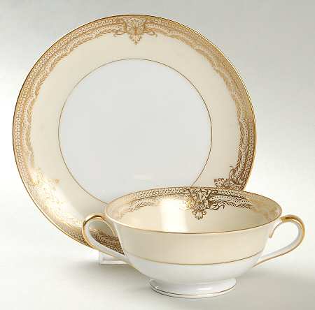 Galatea Footed Cream Soup Bowl & Saucer Set