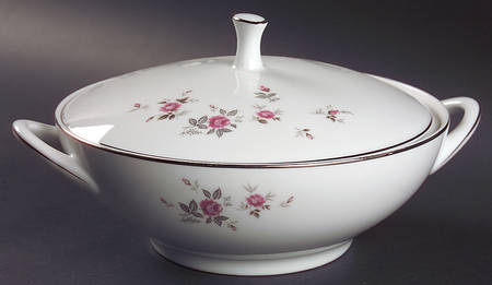 Garnet Rose Round Covered Vegetable