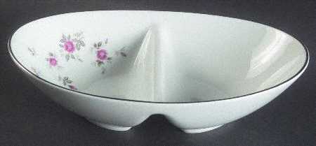 Garnet Rose 10" Oval Divided Vegetable Bowl