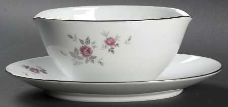 Garnet Rose Gravy Boat with Attached Underplate
