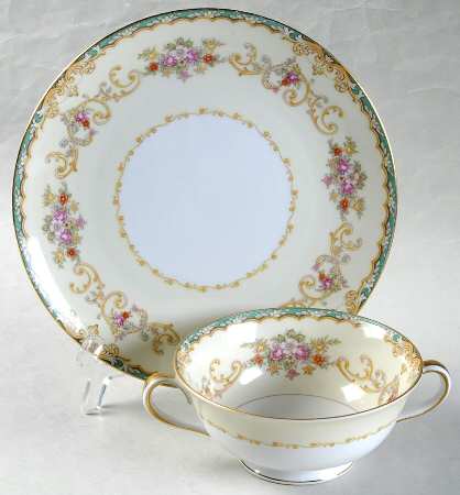 Gavotte Footed Cream Soup Bowl & Saucer Set