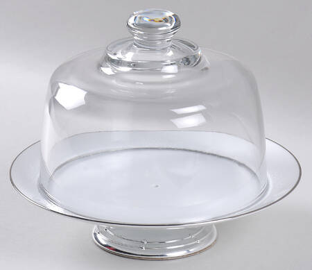 Georgian 6 1/2"-7 1/2" Footed Cheese Plate w/ Glass Dome HC