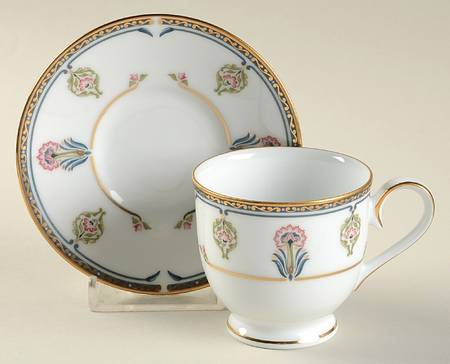 Gilded Blossoms Footed Demitasse Cup & Saucer Set