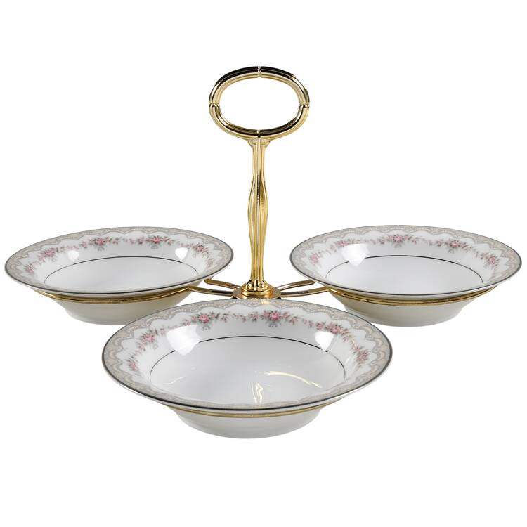 Glenwood (5770) 7" x 12" 3-Part Relish & Metal Stand (FR) HC