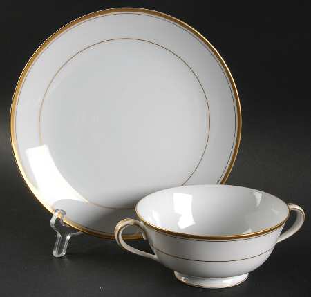 Goldart Footed Cream Soup Bowl & Saucer Set