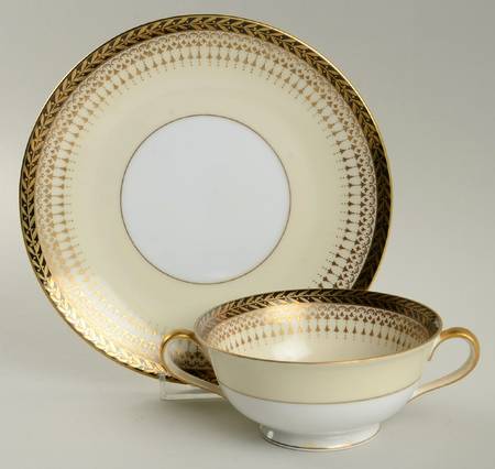 Goldbeam Footed Cream Soup Bowl & Saucer Set