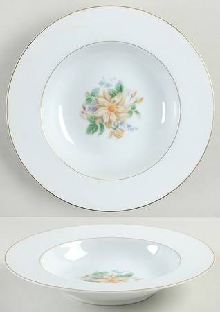 Goldenrose Rim Soup Bowl