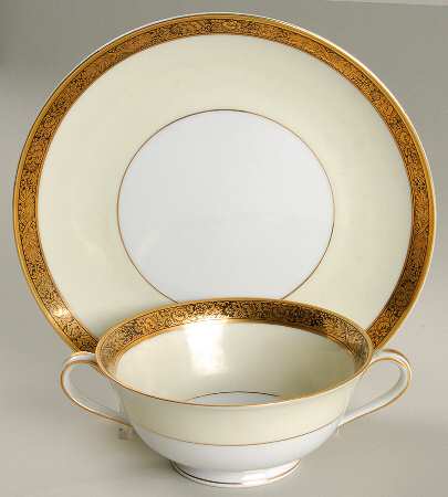 Goldkin (4985) Footed Cream Soup Bowl & Saucer Set