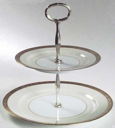 Goldkin (4985) 6 5/8"-10"  2 Tiered Serving Tray (Dp, Sp) HC