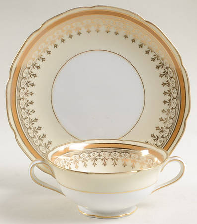 Goldleigh Footed Cream Soup Bowl & Saucer Set