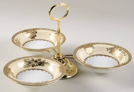 Goldlinda 7" x 12" 3-Part Relish & Metal Stand (FR) HC