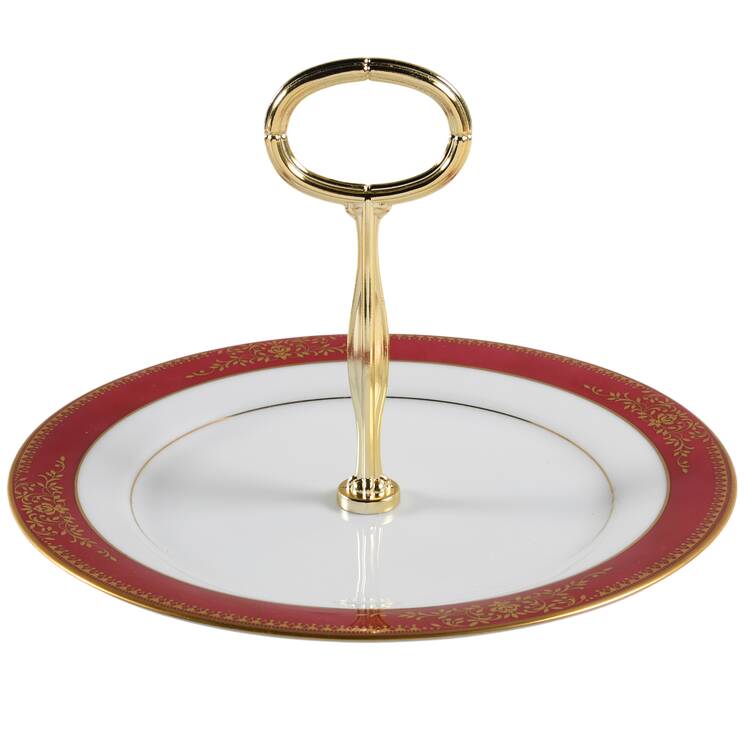 Goldmere 6 1/2"-7 1/2" Footed Cheese Plate w/ Glass Dome HC