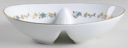 Goldvine 10" Oval Divided Vegetable Bowl