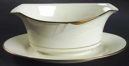 Golden Lily Gravy Boat with Attached Underplate
