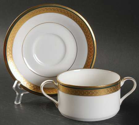Golden Mastery Flat Cream Soup Bowl & Cup Saucer Set