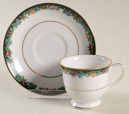Golden Orchard Footed Demitasse Cup & Saucer Set
