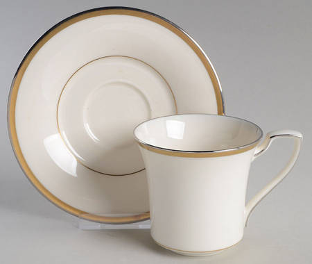 Gold and Platinum Flat Cup & Saucer Set