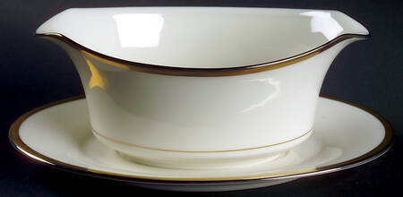 Gold and Platinum Gravy Boat with Attached Underplate