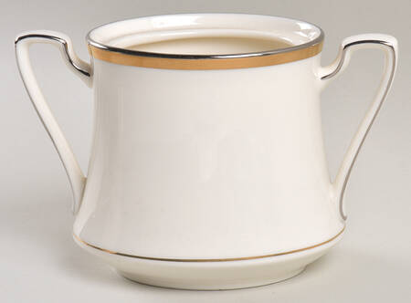 Gold and Platinum Oval Sugar Bowl No Lid
