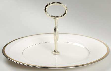 Gold and Platinum Round Serving Plate with Handle (DP)