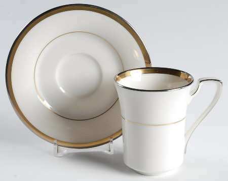 Gold and Platinum Flat Demitasse Cup & Saucer Set