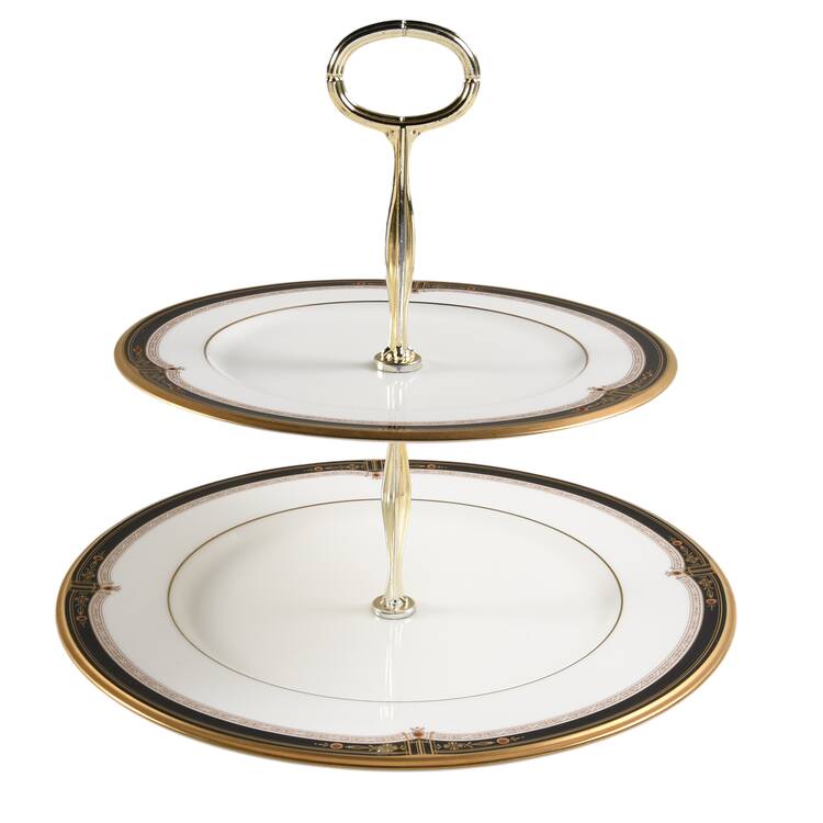 Gold and Sable 6 5/8"-10"  2 Tiered Serving Tray (Dp, Sp) HC